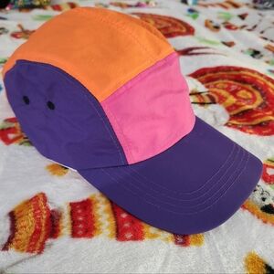 Colorblock Cap in Orange, Pink, and Purple